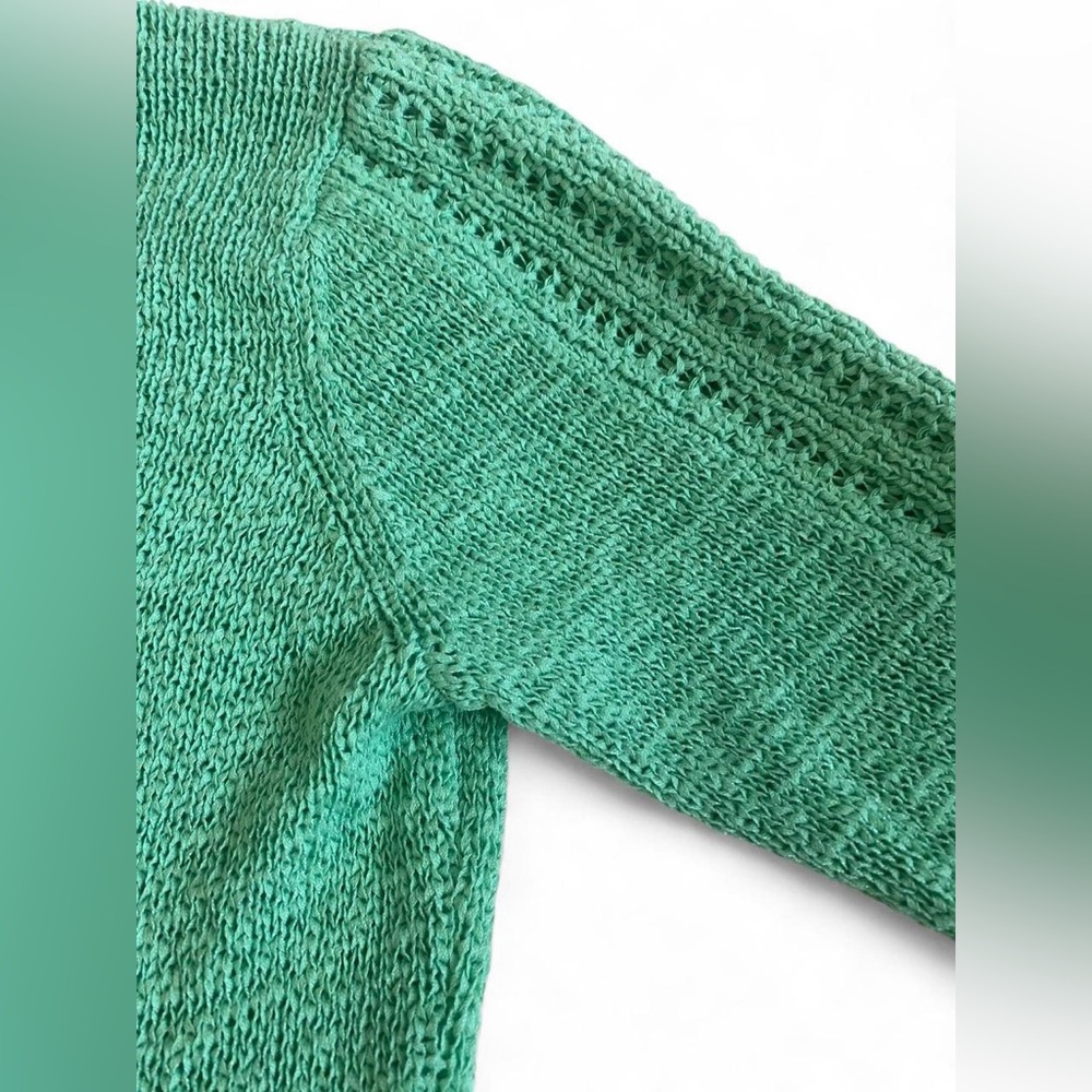 Rachel Zoe Karla Mint Green Open-Knit Cotton Blend Sweater, Size Large EUC - Picture 4 of 8